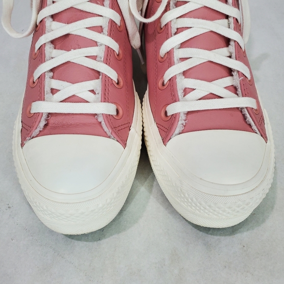 Converse Women's CTAS Lift Hi Sherpa A04256C Rust Pink/Egret Leather Sz 7 - Picture 8 of 15
